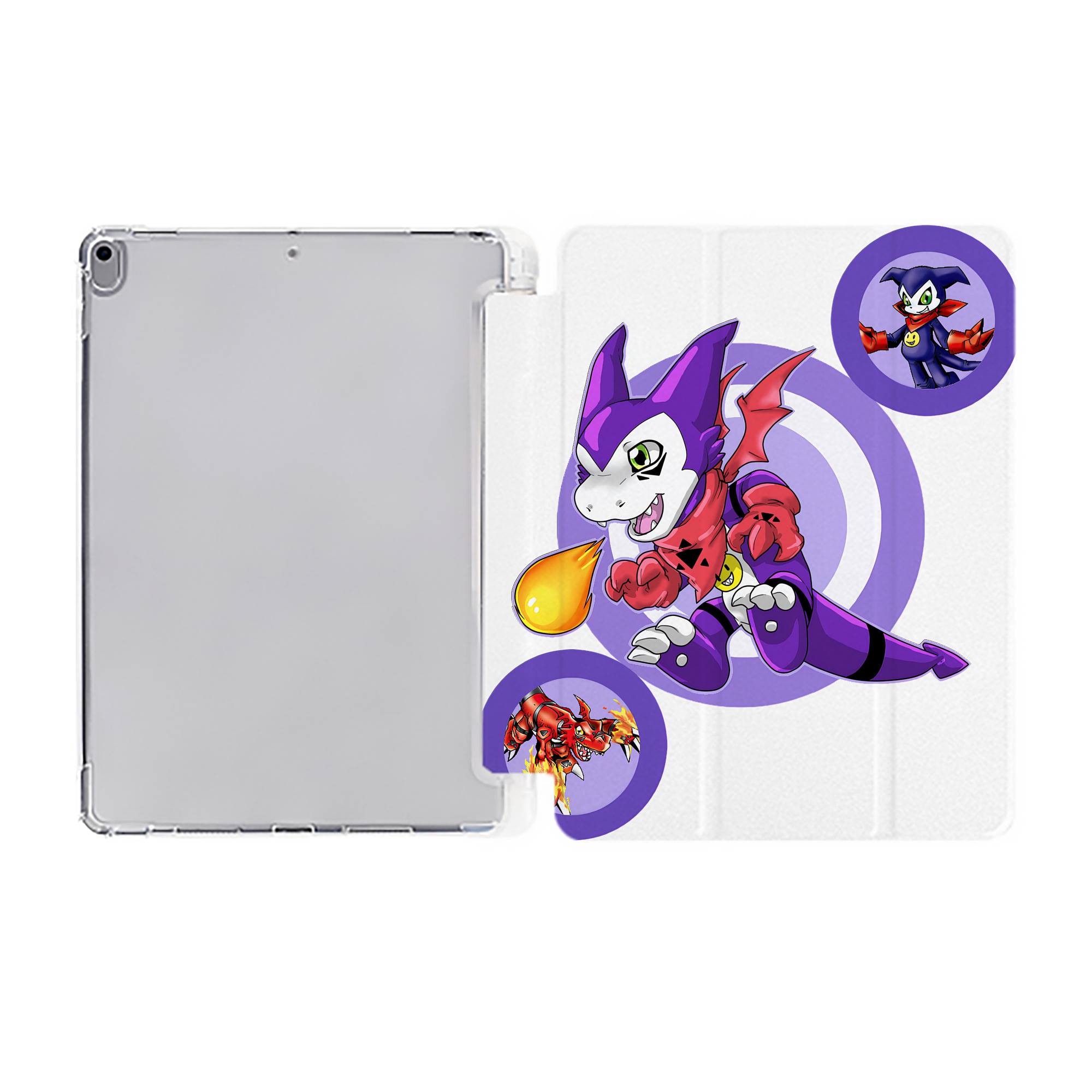 （画像用） Digimon デジタルモンスター/デジモン IPad ケース ペン収納付き 三つ折りスタンド PUレザー×シリコン 対応機種9.5/10.5/10.9インチ